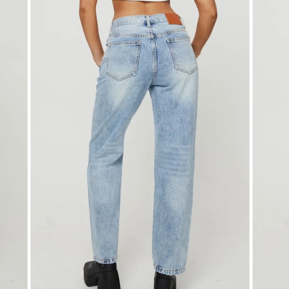 Princess Polly asymmetric crossover waist straight leg jeans size 6 - Picture 2 of 13